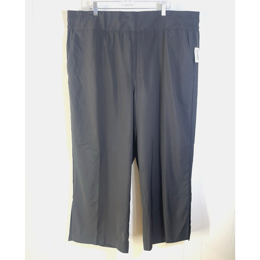 Old Navy Slit Wide Leg StretchTech Pants Size 3X Black Lightweight Pockets New